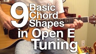 Basic Chord Shapes in Open E Tuning [upl. by Roybn]