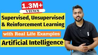 Supervised Unsupervised and Reinforcement Learning in Artificial Intelligence in Hindi [upl. by Nosde]