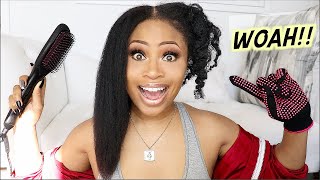 STRAIGHTEN IN 5 MINS  Trying Straightening Brush on Natural Hair [upl. by Roberta]