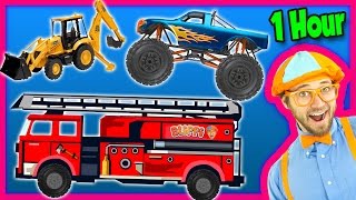 Videos for Kids 1 Hour Compilation  Fire Trucks  Monster Trucks  Backhoe  Blippi [upl. by Navinod]