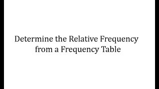 Determine the Relative Frequency from a Frequency Table [upl. by Nnaarat]