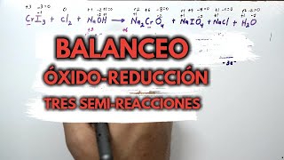 EJEMPLO DE BALANCEO POR ÓXIDOREDUCCIÓN TRES SEMI REACCIONES [upl. by Zarger115]