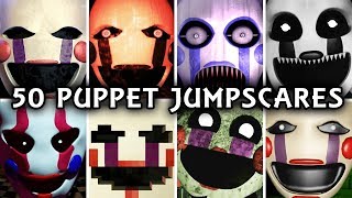 50 PUPPET JUMPSCARES  Marionette in FNAF amp Fangames [upl. by Carlen943]