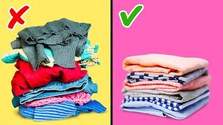 27 CLOTHES FOLDING HACKS AND WARDROBE ORGANIZATION [upl. by Dionysus]