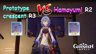 Ganyu Prototype Crescent VS Hamayumi  Genshin Impact Weapon Comaparisson [upl. by Nwahshar850]