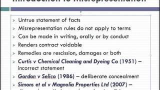 Misrepresentation Lecture 1 of 4 [upl. by Utta]