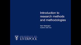 Introduction to research methods and methodologies [upl. by Annert]