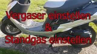 Vergaser einstellen  Standgas einstellen  4 Takt Chinaroller JINLUN [upl. by Ruberta298]