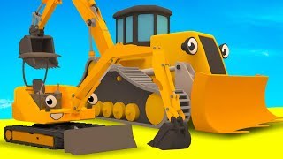 Diggers Tractor Excavator Garbage Truck amp Muddy Construction Vehicles For Kids  Geckos Garage [upl. by Adyam]