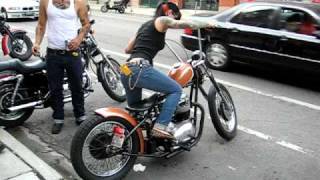 Kick startin Vintage BSA Bobber  Hot Chick [upl. by Ahsrop]